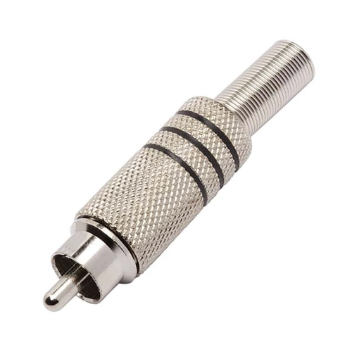 Plug Especial Rca Metalico Preto Com Mola