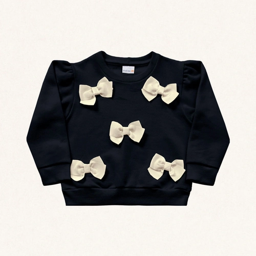 Blusa Moletom Aplique de Laços Fakini - Feminina