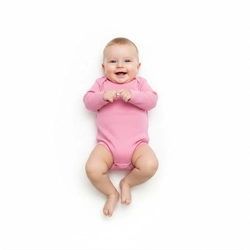 Body Manga Longa Liso Taita 100% Algodão - Rosa Claro