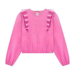 Blusinha Manga Longa Algodão Texturizado Babado Nina Go - Feminina