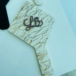 Espelho Marmorizado - Logo alto relevo inicial ou desenho