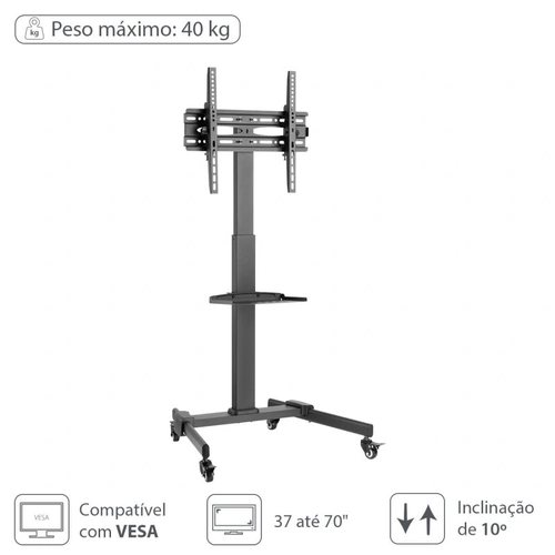Suporte Rack para Tvs de 37-70 Até 35kg Com Bandeja - Sr150