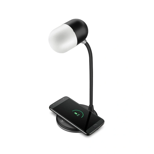 Luminária de Mesa Led Lumi Play 3 Em 1 Carregador de Celular Por Indução e Caixa de Som Preta - 48lumiplay00