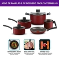Jogo De Panelas Rochedo Facilita Vermelho 5 Peças - Cxm / 2