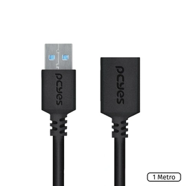 Cabo Extensor Usb a 3.0 Macho para Usb a 3.0 Fêmea 28awg Puro Cobre  1 Metro - Puamf3-1
