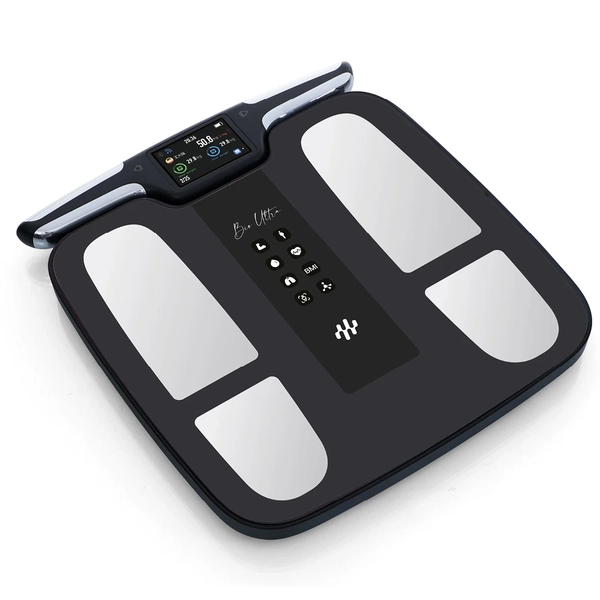 Balança Inteligente Bioimpedância Digital Corporal Relaxshop Bio Ultra Preta c/ Eletrodos – 55 Análises, Bluetooth