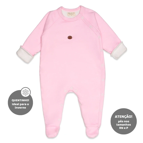 Macacão Manga Longa Forrado Soft - Rosa