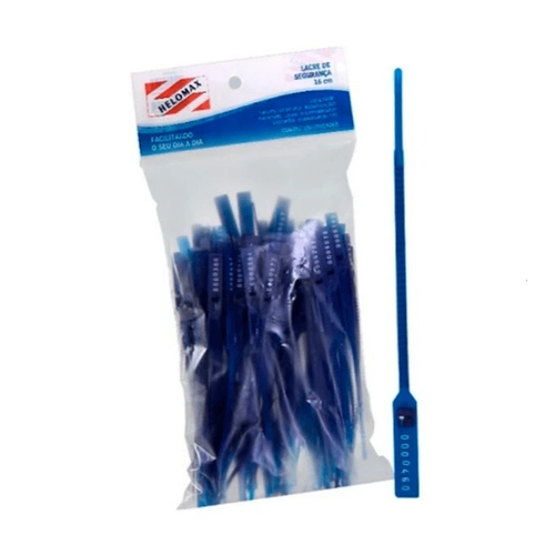 Lacre Para Malote Azul 16cm Com 100 Unidades Helomax