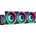 Kit 3 Coolers Duo 12 Pro Argb + Hub + Controle Aerocool