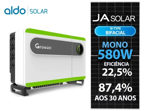 Gerador De Energia Solar Growatt Sem Estrutura Growatt Gf 87,00kwp Ja Deep Blue 580w Bifacial N-type Max 75kw 7mppt Trif 380v