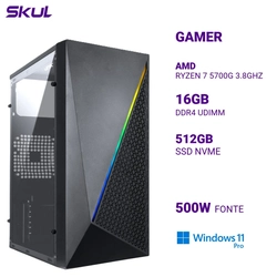 Computador 7000 Ryzen 7 5700g 3.8ghz Memória 16gb Ddr4 Ssd 512gb Nvme Fonte 500w 80 Plus White Windows 11 Pro