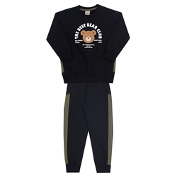 Conjunto Moletom Peluciado Bear Club Preto Randa Mundu - Masculino