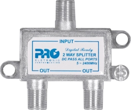 Divisor Satélite 1 Entrada e 2 Saídas - 5~2400 Mhz (vhf / Uhv / Satélite) Com Passagem Dc Pqdv-2022