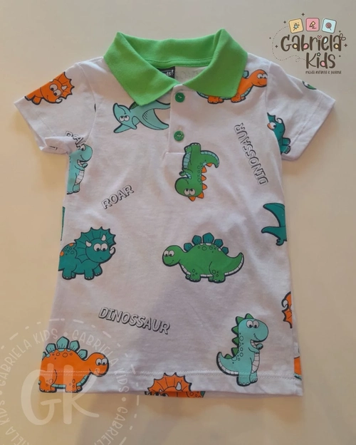 Camisa Polo dinossauros Branca