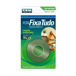Fita Dupla Face Fixa Tudo Transparente 12mmX2m Tek Bond