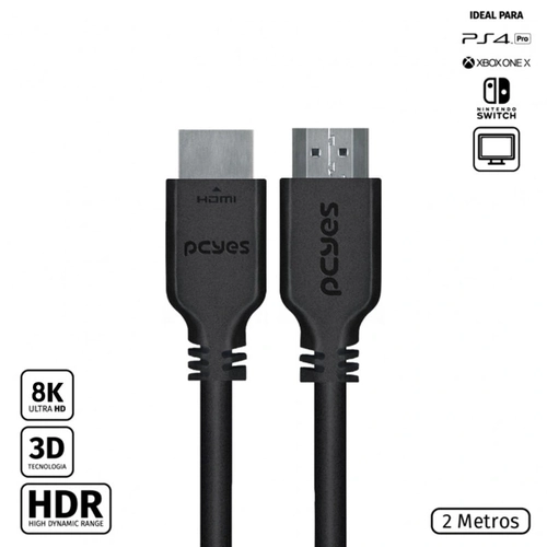 Cabo Pcyes Hdmi Ultra 2.1 28AWG Puro Cobre 8K 2 Metros - PHM21-2