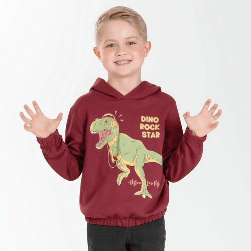 Blusão Moletom Peluciado com Capuz Dino Rock Cativa - Masculino