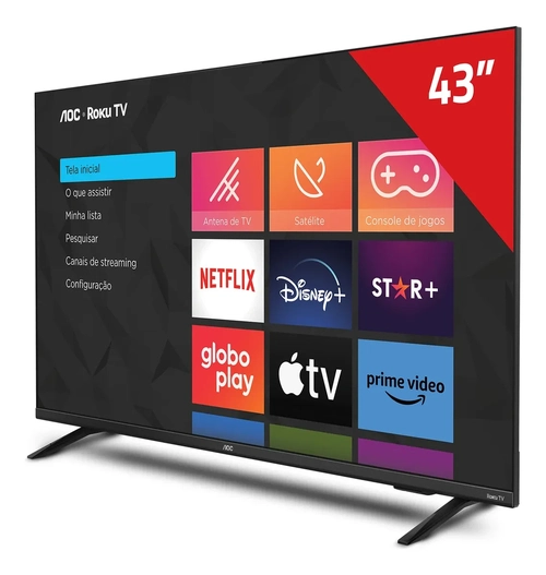Smart Tv 43 Full Hd Com Roku Tv 43s5135/78g Aoc Cor Preto