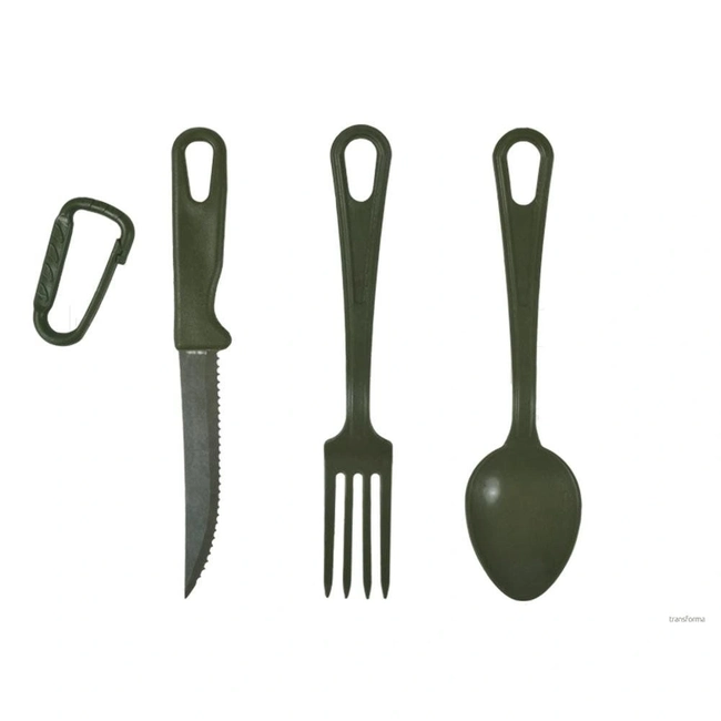 Conjunto Talher Plástico Lâmina Metal (Verde)