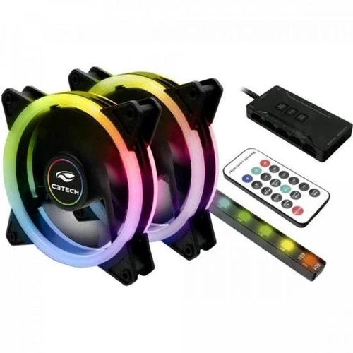 Kit 2 Cooler Fan 120mm C3tech - F7-l600rgb c/ controladora