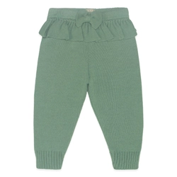 Calça com Laço e Babado Tricot Feminina - Verde