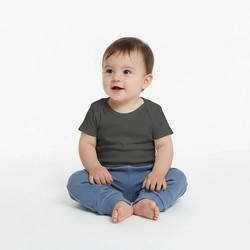 Body Manga Curta 100% Algodão Taita - Chumbo