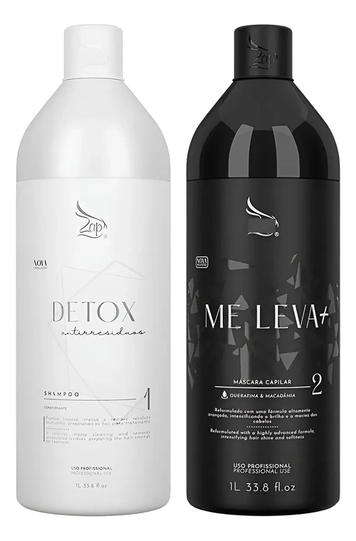 Kit Zap Me Leva Antifrizz Máscara + Shampoo 1 Litro