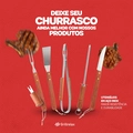 Kit Churrasco 10 Completo Peças Aço e cabo de madeira Inox Grillrelax