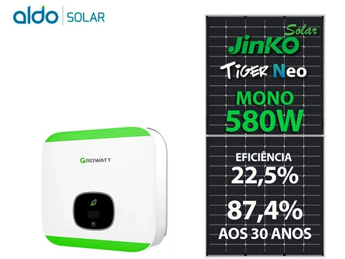 Gerador De Energia Solar Growatt Sem Estrutura Growatt Gf 7,54kwp Jinko Tiger Neo Mono 580w Min 6kw 2mppt Mono 220v