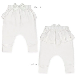 Calça com Laço e Babado Suedine - Marfim