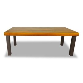 Mesa de 100x250 cm em Alumínio Epóxi e Fibra Sintética com Madeira Dourados