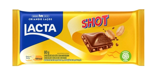 Barra De Chocolate Com Amendoim Shot Lacta 80g