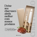 Kit Churrasco 3 Peças Aço Inox Com Avental Faca e Garfo Grillrelax