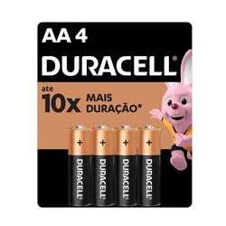 Pilha Alcalina AA  Pequena 4 Unidades Duracell