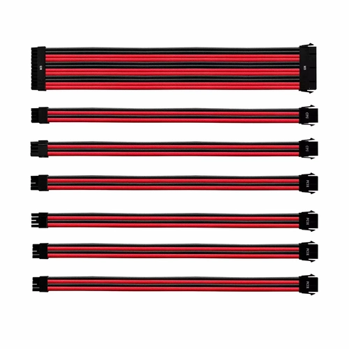 Kit de Cabo de Extensão Cooler Master Sleeved Psu 30 Cm Com Capa de Pvc - Cma-nest16rdbk1-gl