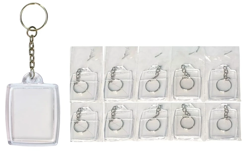 Chaveiros p/ Foto 3X4 Acrílico pacote c/100 unid. Retangular
