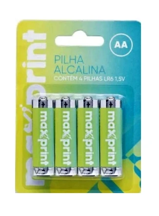 Pilha AA Maxprint c/4 unidades. Alcalina