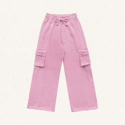 Calça Wide Leg Malha Cargo Fakini - Feminina