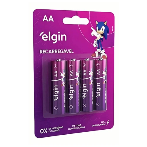 Pilha Recarregavel Elgin Aa 2500mah Blister Com 4 Unidades