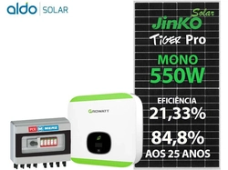 Gerador De Energia Solar Growatt Sem Estrutura Growatt Gf 3,3kwp Jinko Tiger Pro Mono 550w Min 5kw 2mppt Mono 220v