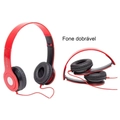 Fone de Ouvido Headphone Dobrável PS4 Celular Tv Notebook Pc C/ Fio p2/p3 PH-100RD Vermelho - C3Tech
