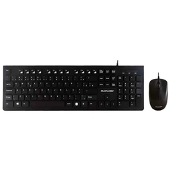 Kit Multi Teclado e Mouse Com fio Slim, 1200 DPI, Conexão USB - TC240