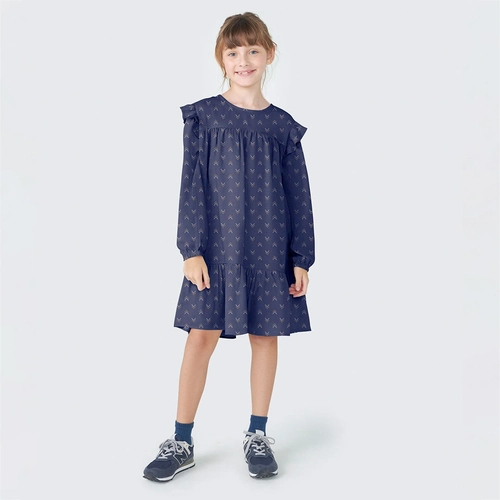 Vestido Meia Manga com Babados Estampados Hering - Feminino