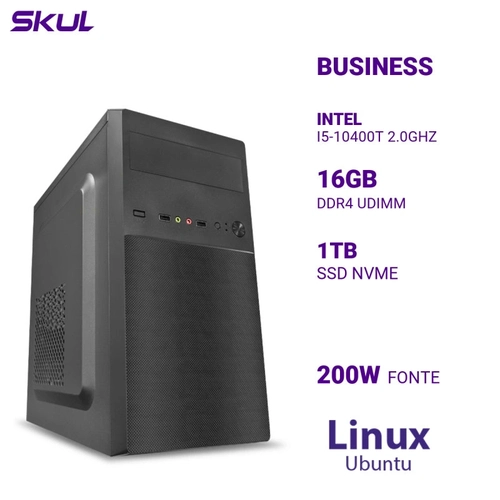 Computador B500 I5-10400t 2.0ghz Memória 16gb Ddr4 Ssd 1tb Nvme Fonte 200w Linux Ubuntu