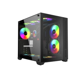 Gabinete Gamer Forcefield Black Vulcan - Frontal e Lateral Em Vidro - Pcyes - Gffbvp