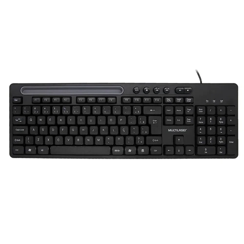 Teclado Multilaser Multimídia Office Usb Preto Com Apoio Para Smartphone - Tc262