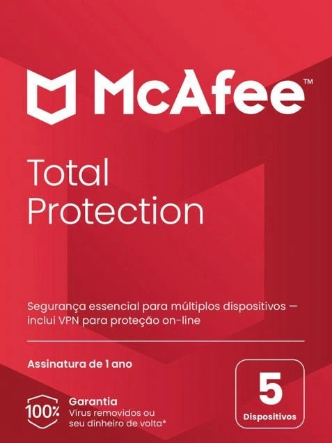 Total Protection Mcafee 5 Dispositivos 12 Meses Produto Físico - Macf0009-box