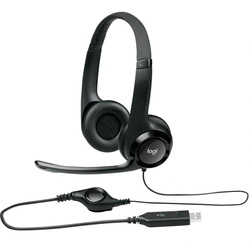 Headset Logitech H390, Almofadas em Couro, Microfone com Redução de Ruído, Controle Volume, Preto - 981-000014