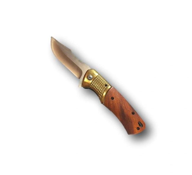 Canivete Cabo de Maderia com Detalhe Dourado (1500)