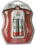 Carregador de Pilhas Mox CP31 c/2 pilhas AA 2600mAh.